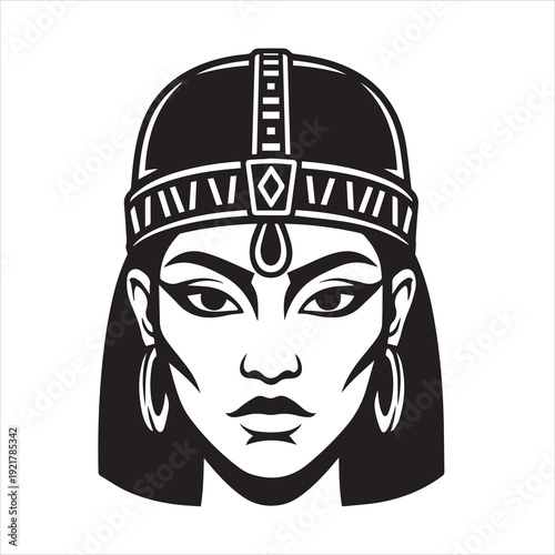 Ancient Warrior Portraits – A Collection of Black and White Vector Art Icons. Ancient warriors and historical heroines from various civilizations are illustrated in a black and white vector line art