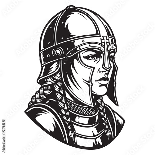 Ancient Warrior Portraits – A Collection of Black and White Vector Art Icons. Ancient warriors and historical heroines from various civilizations are illustrated in a black and white vector line art