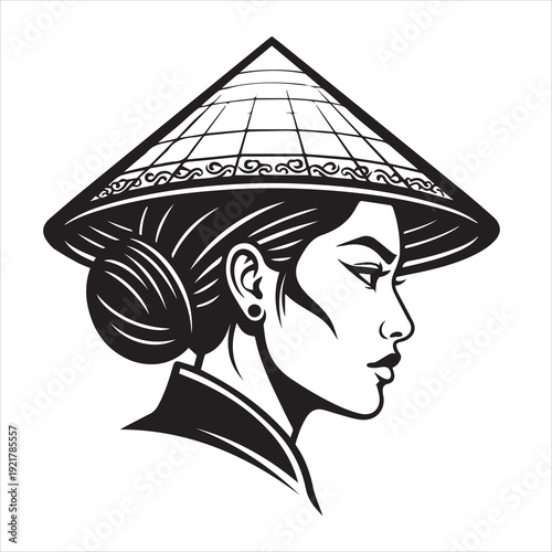 Ancient Warrior Portraits Vietnamese– A Collection of Black and White Vector Art Icons.