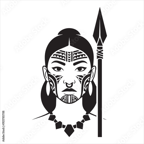 Ancient Warrior Portraits – A Collection of Black and White Vector Art Icons. Ancient warriors and historical heroines from various civilizations are illustrated in a black and white vector line art