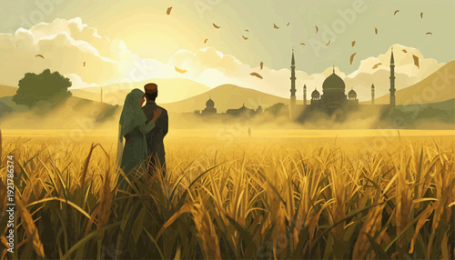 Eid Morning Embrace in Golden Field