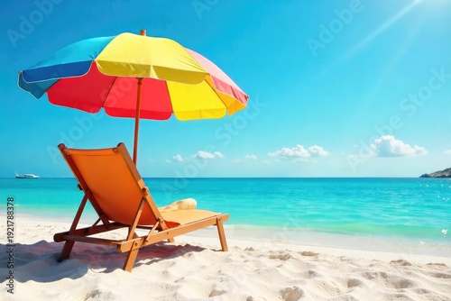 Relax and unwind under the shade of a colorful umbrella on a sunny day Perfect for summer vibes, vacation, and tranquil scenes , shade, travel