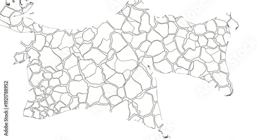 Detailed map outline of a region with numerous fragmented areas.