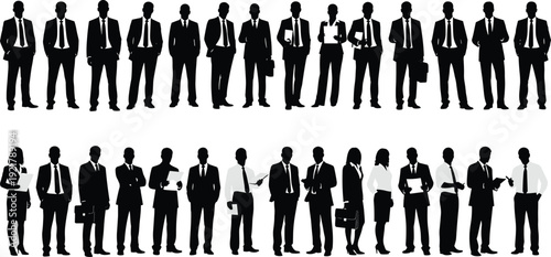 Business professionals silhouettes, corporate teamwork, leadership communication, office collaboration, negotiation success, career growth, partnership strategy illustration