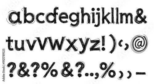 Typography font characters and symbols displayed in a bold black font style.