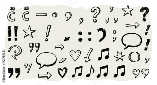 Collection of Hand Drawn Punctuation Marks and Symbols.