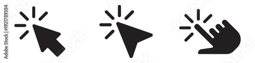 Computer mouse click pointer cursor arrow flat icon for apps and websites. Hand Cursor icons click and Cursor icons click.