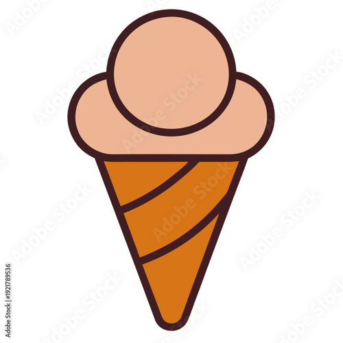 Colorful ice cream cone with creamy scoop