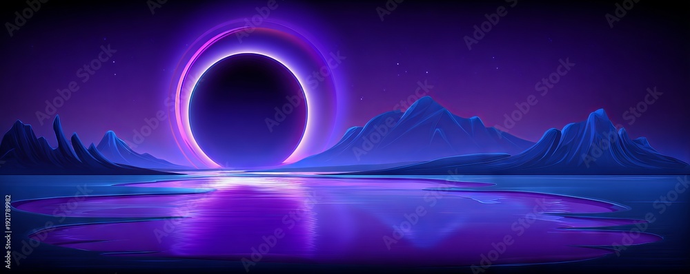 Obraz premium A purple sky with a large black hole in the middle. space background concept.