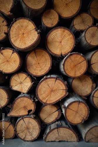 Rustic pile of seasoned firewood, ready for a cozy fire Perfect for autumn, winter, or fireplace themes Various wood types and sizes are shown , home, texture