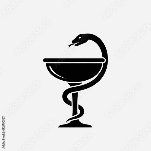 Bowl of Hygieia Symbol – Pharmacy Medical Snake and Cup Emblem Icon