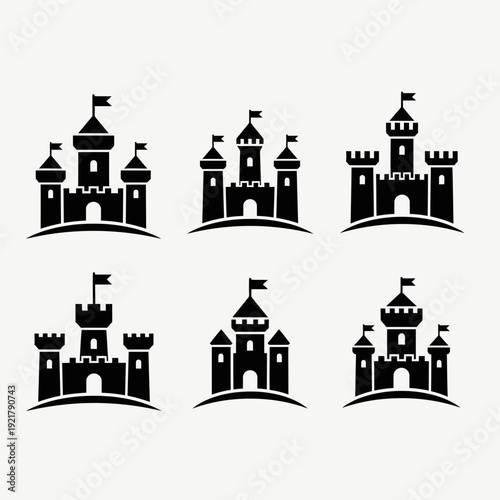 Church Building Icon Set Vector – Christian Cathedral and Chapel Silhouette Collection
