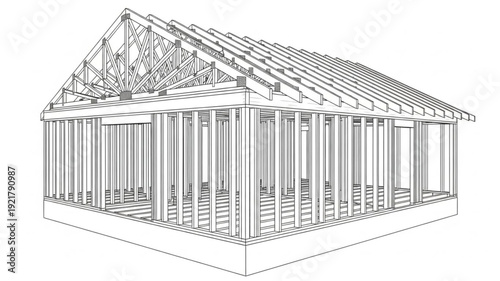 Architectural sketch of a classical building structure.