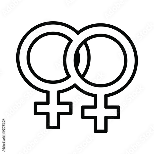 Two interlocking female gender symbols representing lesbian love and female solidarity.