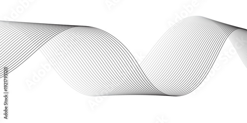 Abstract Monochrome Sound Wave Pattern with Fluid Grey Curved Lines on Transparent Background  Minimalist Geometric Flow Vector Design with Smooth Grayscale Motion.