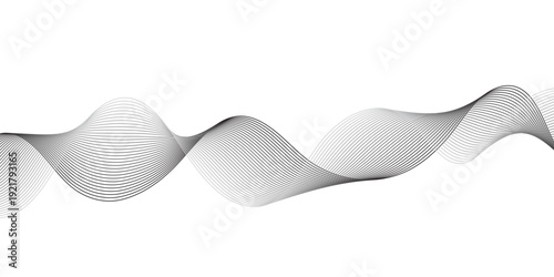 Minimalist Monochrome Flowing Wave Lines Forming Smooth Abstract Sound Pattern on Light Background Elegant Grey Geometric Harmony Vector Art Design.