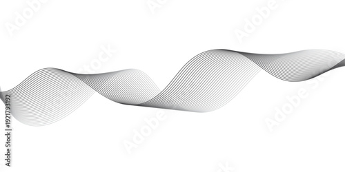 Minimalist Monochrome Flowing Wave Lines Forming Smooth Abstract Sound Pattern on Light Background Elegant Grey Geometric Harmony Vector Art Design.