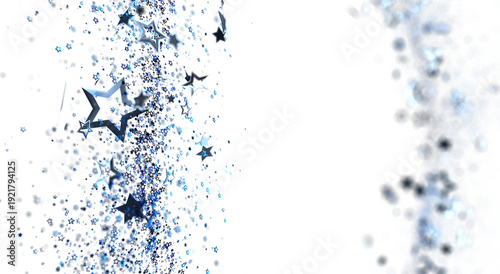 Wallpaper Mural Artistic image of sparkling blue stars and confetti on a clean white backdrop. Perfect for elegant and festive designs. Torontodigital.ca