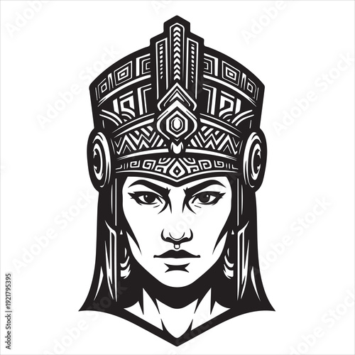 Ancient Warrior Portraits – A Collection of Black and White Vector Art Icons. Ancient warriors and historical heroines from various civilizations are illustrated in a black and white vector line art