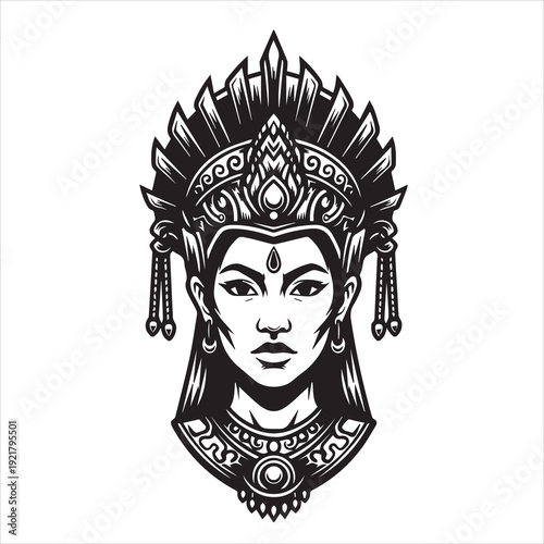 Ancient Warrior Portraits – A Black and White Vector Art Icons. Ancient warriors and historical heroines from various civilizations are illustrated in a black and white vector line art