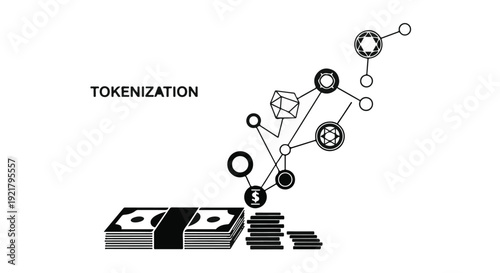 Tokenization of money and digital assets concept