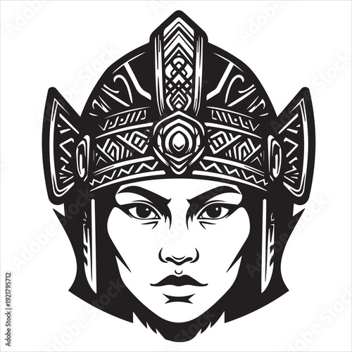 Ancient Warrior Portraits – A Black and White Vector Art Icons. Ancient warriors and historical heroines from various civilizations are illustrated in a black and white vector line art