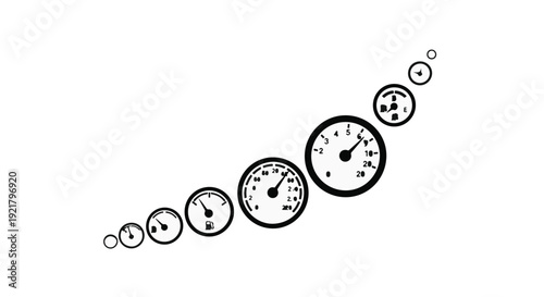 speedometer icons in a row increasing