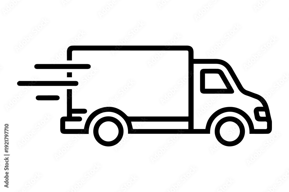 Fototapeta premium Delivery Truck Line Icon Fast Shipping Courier Van Vector Illustration