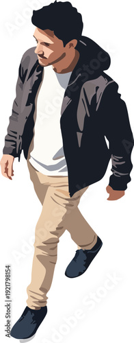 young man walking isometric vector