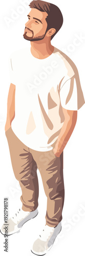 young man in a white shirt isometric vector