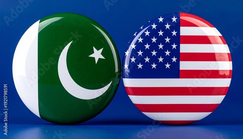 Pakistan and United States Flag Badges Side by Side