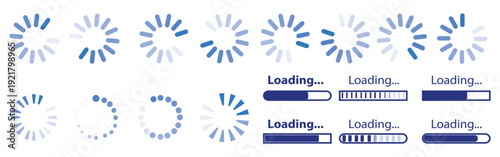 Set of vector loading icons. loading bar progress icon. Download progress. Collection Loading status. Vector illustration.