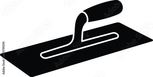 Construction trowel silhouette vector illustration, black plastering tool icon for masonry and cement work isolated on light background