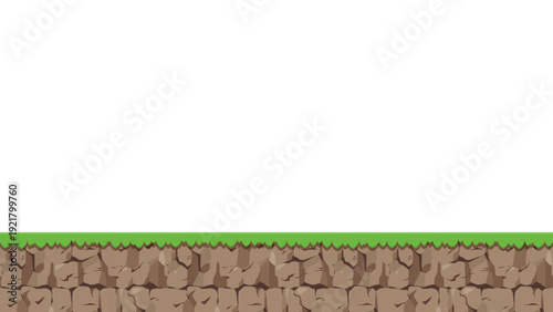 横スクロールゲームの草と岩の断面の地面_シームレス_16:9