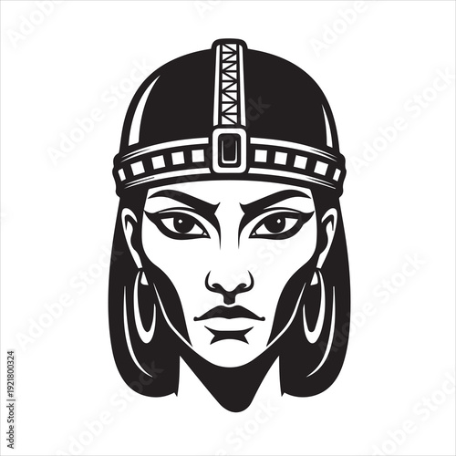Ancient Warrior Portraits – A Collection of Black and White Vector Art Icons. Ancient warriors and historical heroines from various civilizations are illustrated in a black and white vector line art
