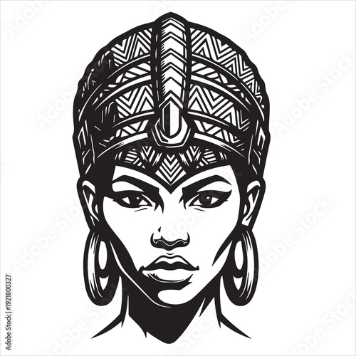 Ancient Warrior Portraits – A Collection of Black and White Vector Art Icons. Ancient warriors and historical heroines from various civilizations are illustrated in a black and white vector line art