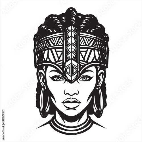 Ancient Warrior Portraits – A Collection of Black and White Vector Art Icons. Ancient warriors and historical heroines from various civilizations are illustrated in a black and white vector line art