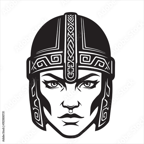 Ancient Warrior Portraits – A Collection of Black and White Vector Art Icons. Ancient warriors and historical heroines from various civilizations are illustrated in a black and white vector line art