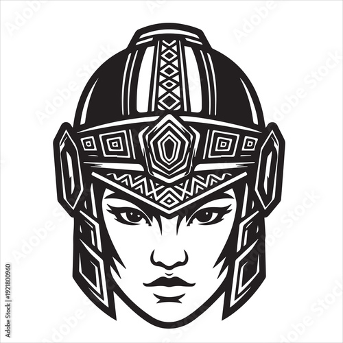 Ancient Warrior Portraits – A Collection of Black and White Vector Art Icons. Ancient warriors and historical heroines from various civilizations are illustrated in a black and white vector line art