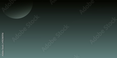 Minimal Moon Over Gradient Teal Background With Dark Atmospheric Night Sky And Copy Space