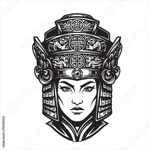 Ancient Warrior Portraits – A Black and White Vector Art Icons. Ancient warriors and historical heroines from various civilizations are illustrated in a black and white vector line art s