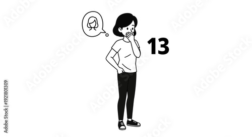 Woman experiencing sadness with thought bubble illustration