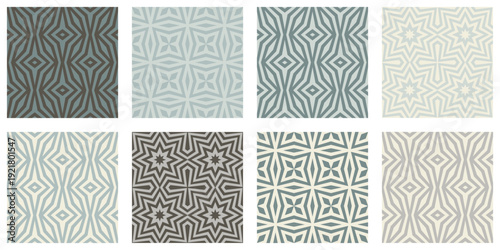 Wallpaper Mural Blue Beige Geometric Seamless Pattern, set of 8 neutral color tones vector swatches, perfect for home decor projects,, textile and wallpapers Torontodigital.ca