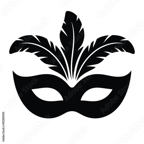 Venetian masquerade mask with feathers on top for carnival  festive Mardi Gras accessory