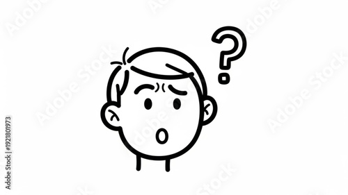 Confused person with question mark illustration.