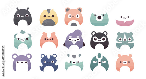 Collection of cartoon animal faces and game controllers displayed together on a clean white background viewed from a straightforward perspective.