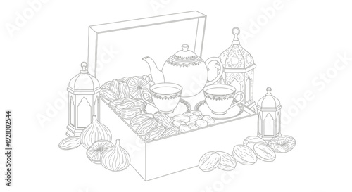 Traditional Arabic Tea Set Displayed.