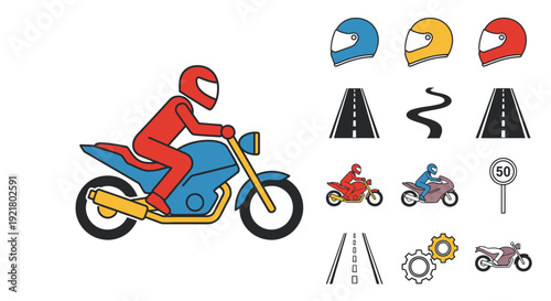 Motorcycle Rider Wearing Red Suit.