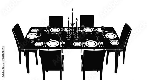 A formally set dining table for a multi person meal