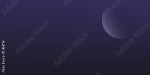 Minimal Purple Night Sky With Partial Moon Over Dark Gradient Background